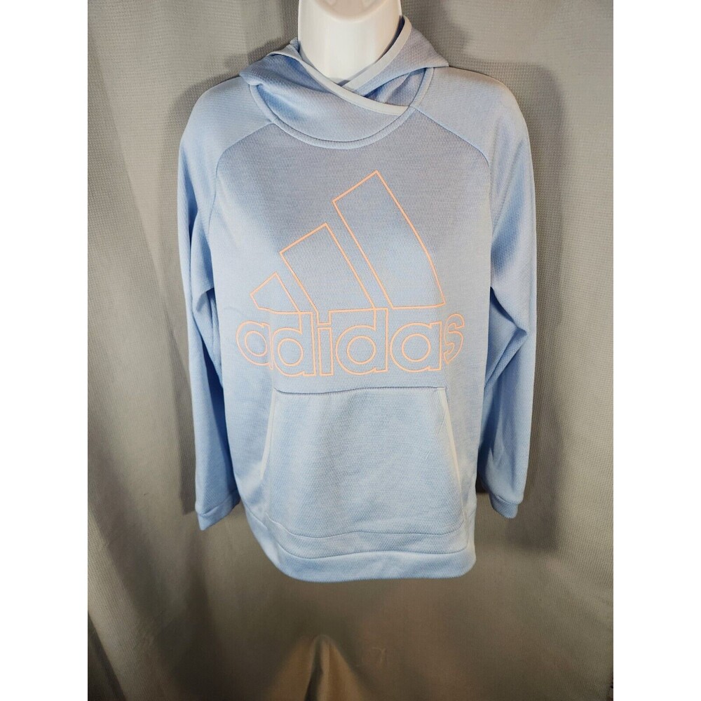 Adidas Hoodie Women M Medium‎ Blue Hooded Long Sleeve Lined Crew Neck Casual